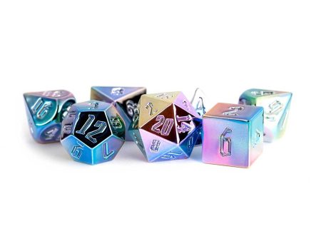 16mm Polyhedral Dice Set: Rainbow Aegis with Uninked Numbers on Sale