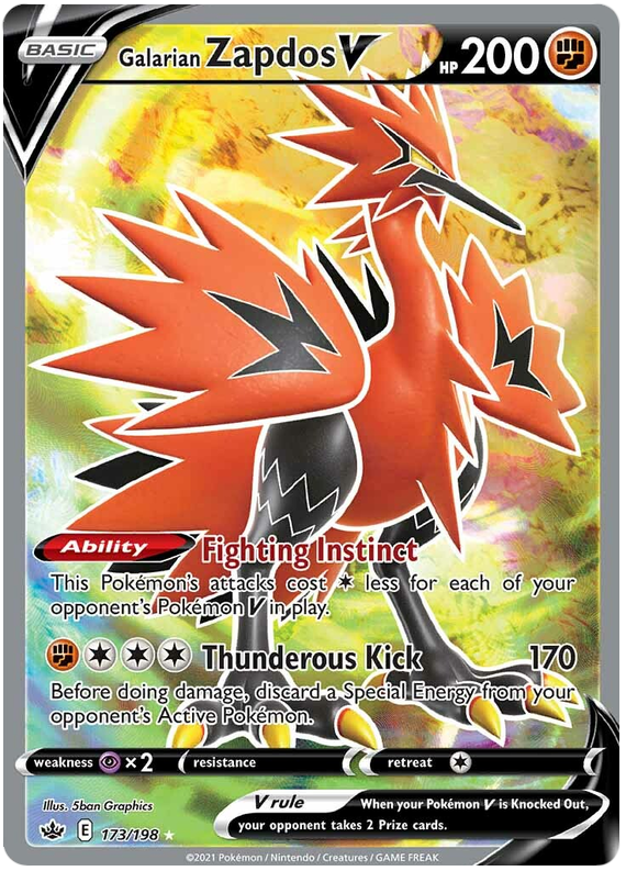 Galarian Zapdos V (173 198) [Sword & Shield: Chilling Reign] on Sale