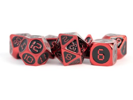 Metal Enamel Dice: Red with Black Enamel Polyhedral 7-Die Set Online Sale