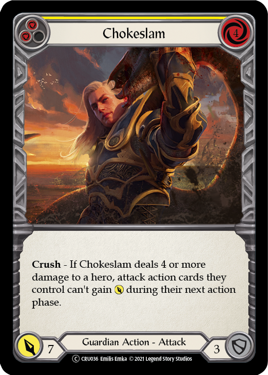 Chokeslam (Yellow) [U-CRU036-RF] (Crucible of War Unlimited)  Unlimited Rainbow Foil Hot on Sale