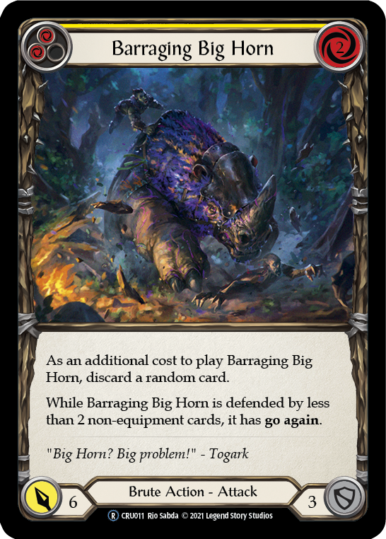 Barraging Big Horn (Yellow) [U-CRU011-RF] (Crucible of War Unlimited)  Unlimited Rainbow Foil For Sale