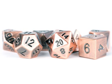 Antique Copper Metal Polyhedral 7-Die Set For Sale